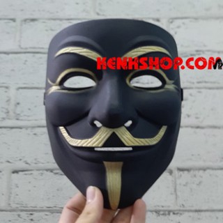 MẶT NẠ HACKER MÀU ĐEN HỌA TIẾT VÀNG