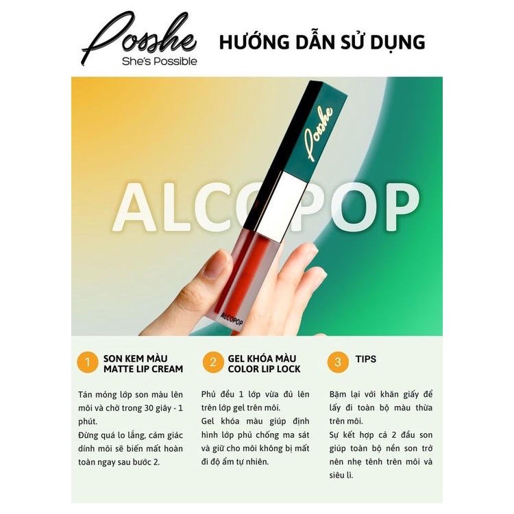 COMBO Son Dưỡng Hồng Môi Posshe 10g + Sáp Tẩy Trang Môi Posshe 10g