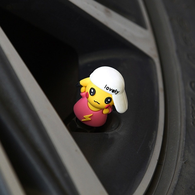 Nắp Van Bánh Xe Hơi Bằng Cao Su ABS Chống Bụi In Họa Tiết Hoạt Hình Dễ Thương