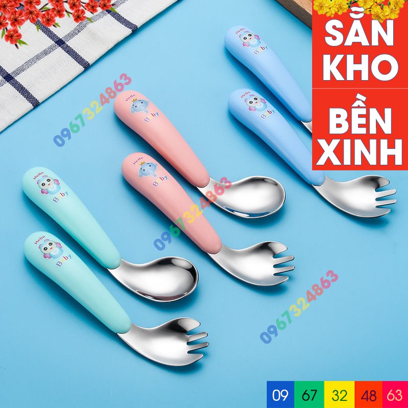 Hộp thìa dĩa cong inox bền đẹp cho bé