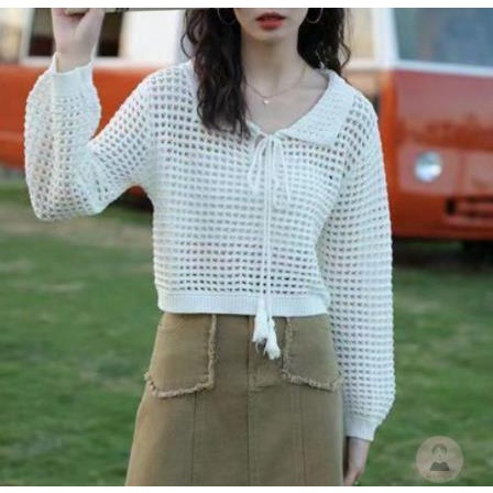 Áo Thun Dệt Kim Tay Dài Màu Sắc Đơn Giản Cho Nữ