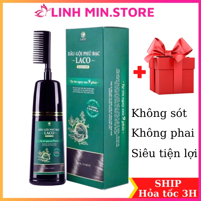 Dầu Gội Phủ Bạc Thảo Dược Laco Black Hair 200ml - Gội Là Đen Nhuộm Tóc Tự Tin Sau 9 Phút