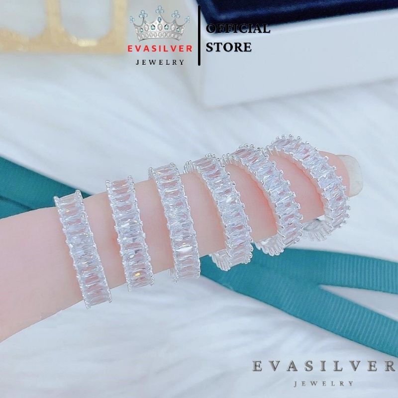 Nhẫn bạc nữ hình bánh xe đính đá sang trọng, chuẩn nhẫn bạc ta cao cấp