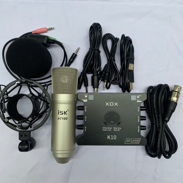 BỘ MIC HÁT THU ÂM LIVESTREAM 2 MÓN SOUND CARD XOX K10 bản kỷ niệm 2020 và MIC ISK AT100 bh 6 tháng