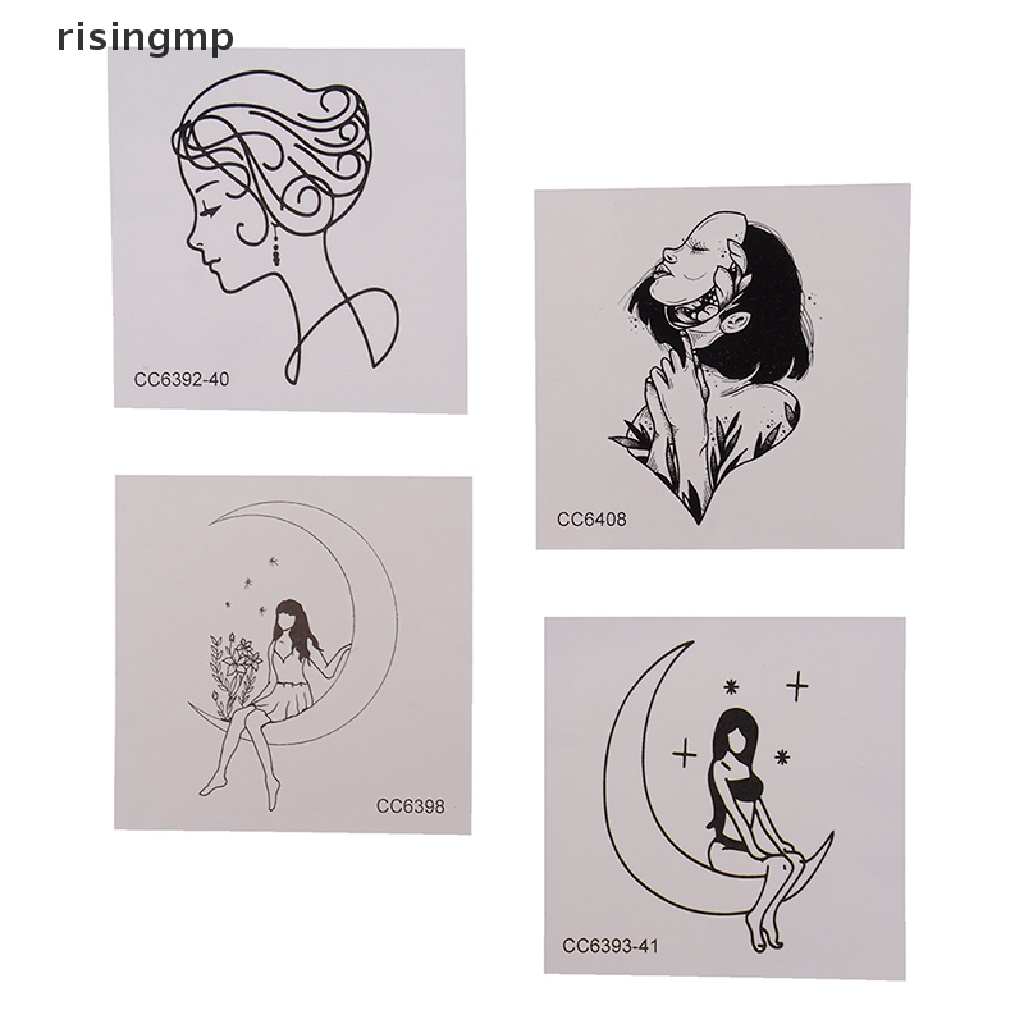 Set 5 Tấm Hình Xăm Dán Họa Tiết Trắng Đen Phong Cách Vintage ♨Nóng Bỏng