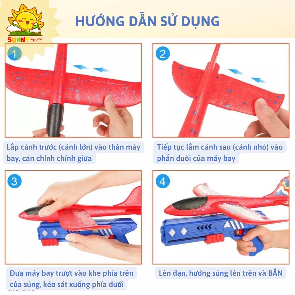 Đồ chơi phóng máy bay bằng xốp, chất liệu EPP cao cấp bền đẹp, đồ chơi an toàn cho bé, chứng nhận Intertek - Sunny Kids