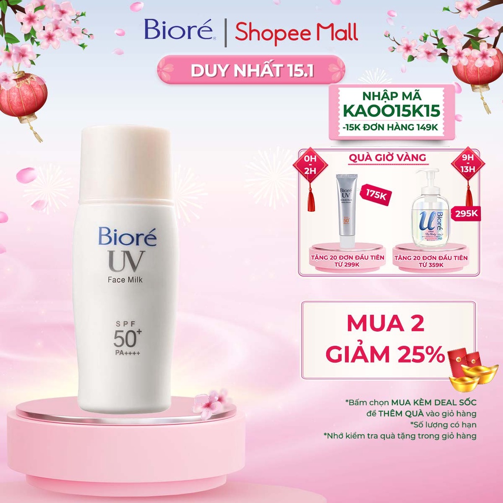 Sữa Chống Nắng Trắng Mịn Kiềm Dầu Biore 30ml