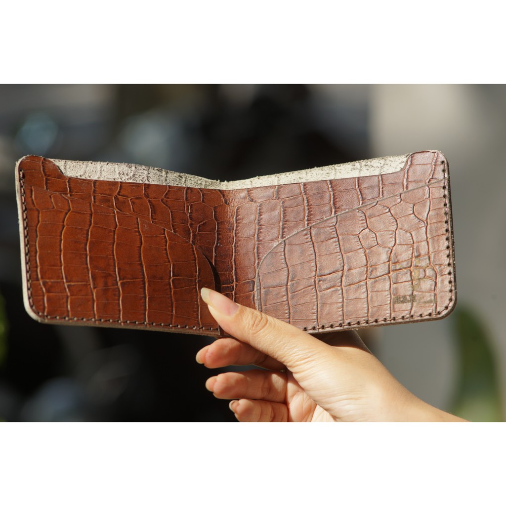 Ví nam nữ RAM Leather handmade da bò cao cấp simple vân cá sấu