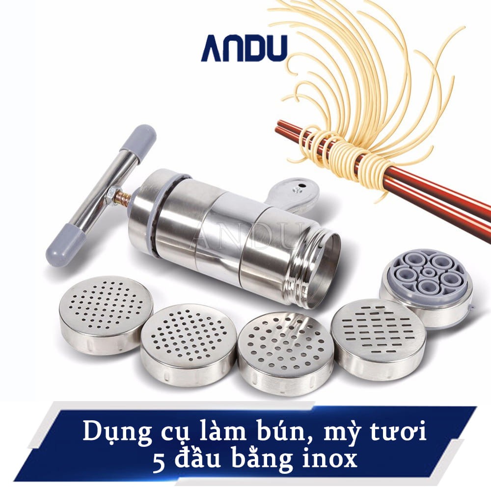 Dụng Cụ Làm Bún, Mỳ Tươi, Nui 5 Đầu Bằng Inox Đa Năng