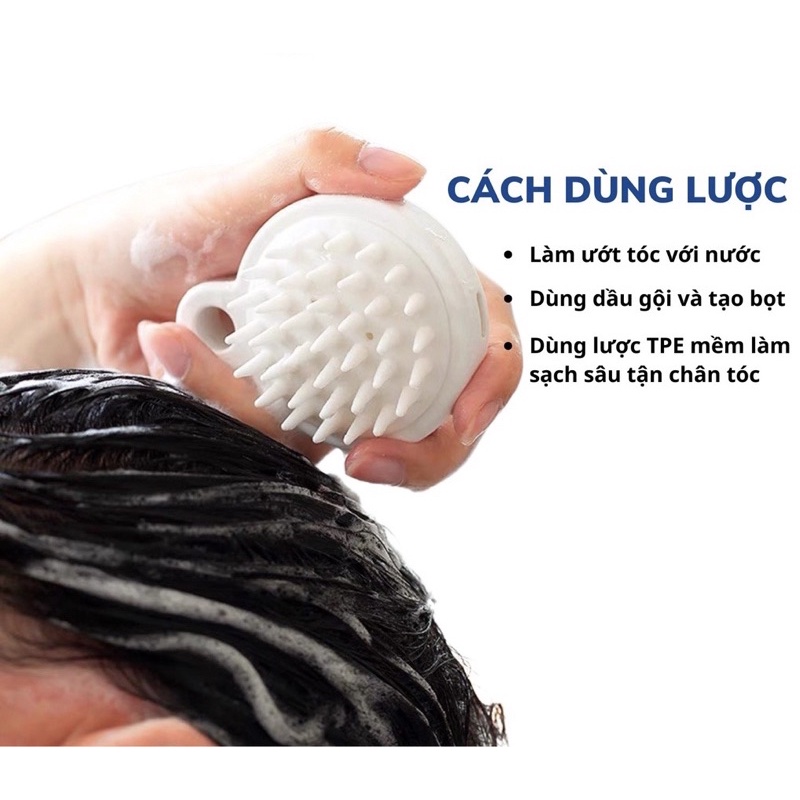 Lược Gội Đầu Sinicone Mát Sa Da Đầu Giảm Rụng Kích Thích Mọc Tóc