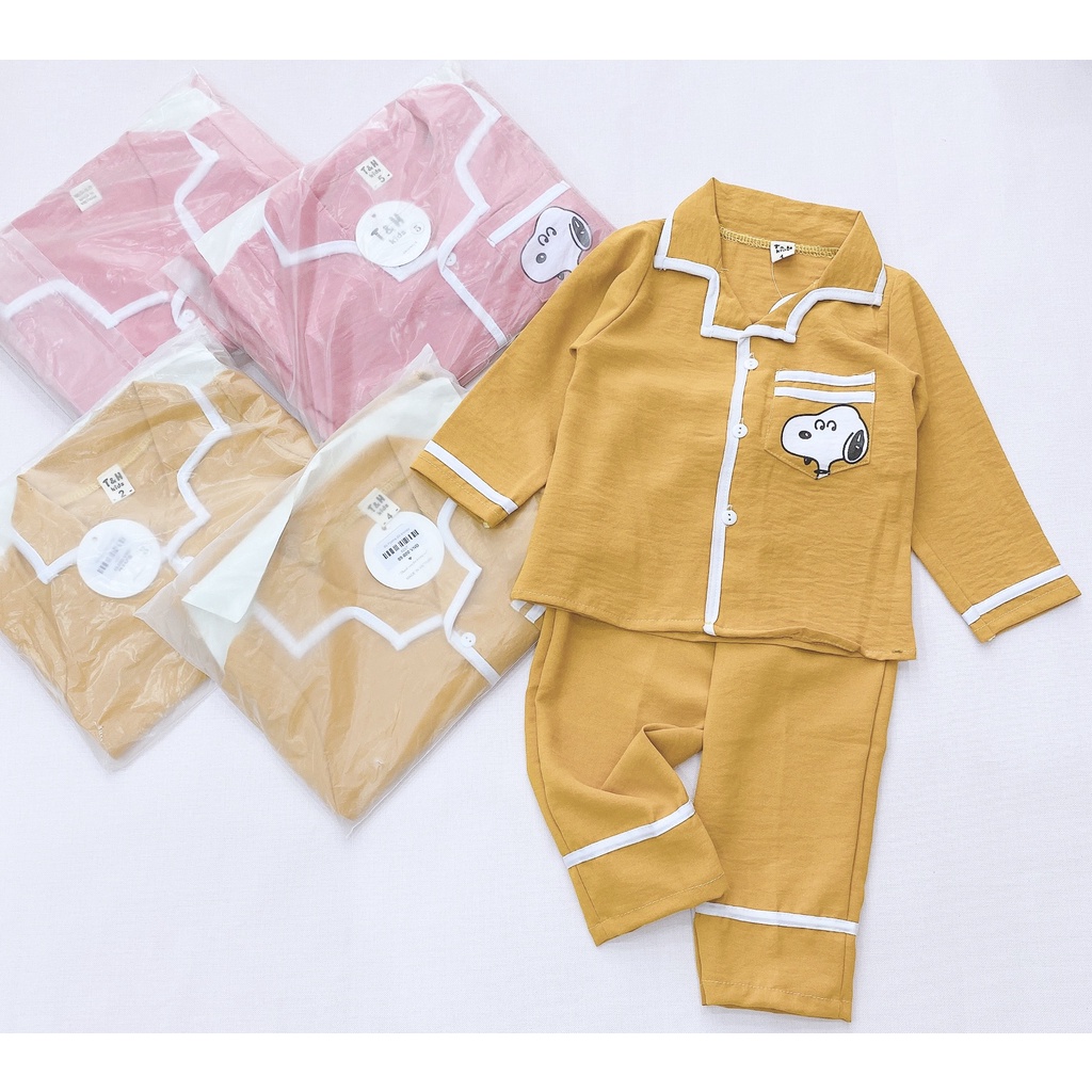 Bộ dài Pijama đũi chất mềm mát in hình snoopy đáng yêu cho bé ảnh thật RIo chụp hàng có sẵn kèm video