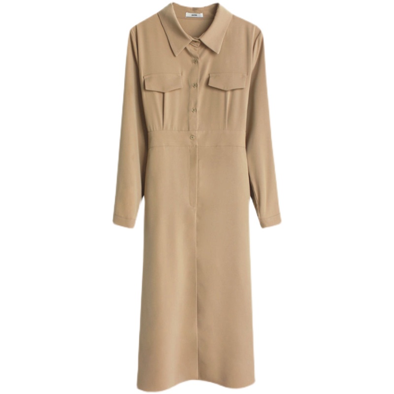 Đầm sơ mi dài tay thắt eo thiết kế thời trang thanh lịch cho nữ