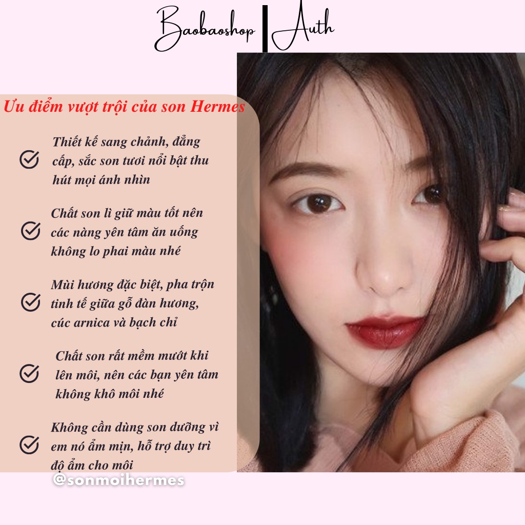 Son Hermes Satin Lipstick minisize 1.2g thiết kế biểu tượng siêu sang chảnh với bờ môi mềm mại bền màu