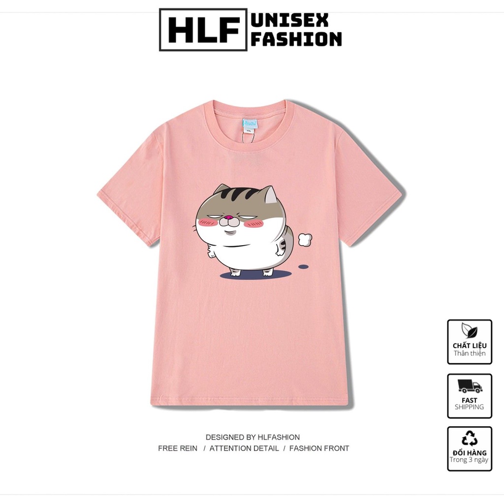 Áo thun tay lỡ form rộng Unisex mèo AMI xì hơi, áo phông form rộng tay lỡ HLFashion