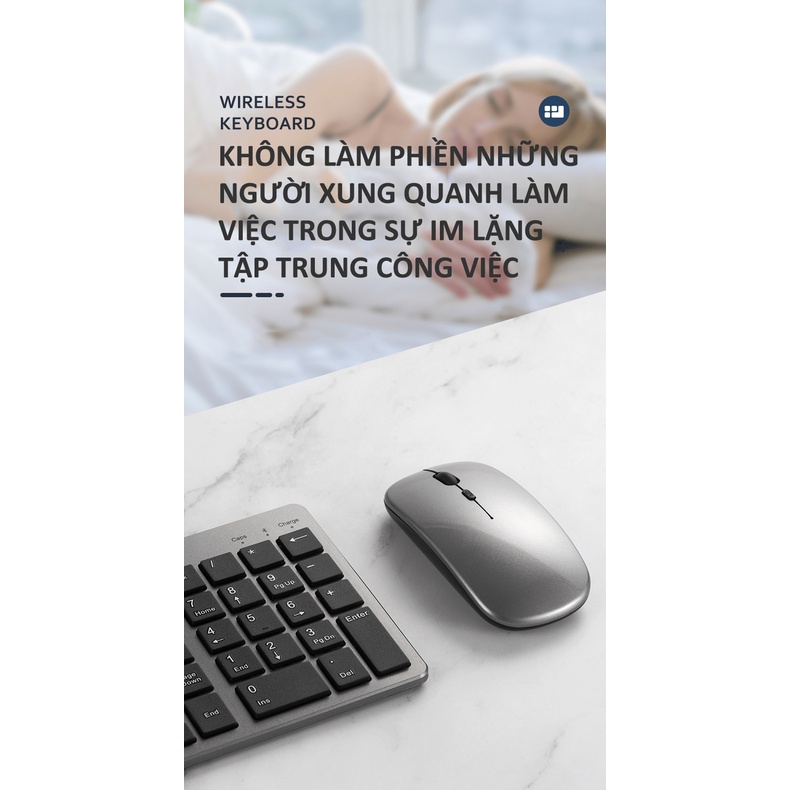 Bộ bàn phím siêu mỏng và chuột không dây KB-194 GOIIOG sử dụng BLUETOOTH và công nghệ không dây 2.4GHz kết nối mạnh - VL