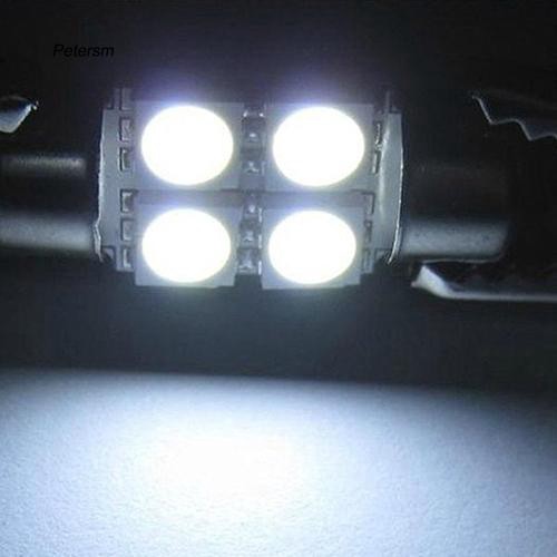 Set 2 đèn LED xe ô tô 31mm 4 SMD 5050 DC 12V sáng trắng tiện dụng chất lượng cao