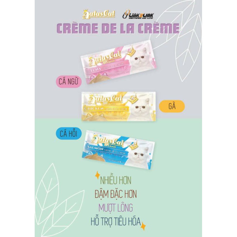 Sốt kem Aatas Cat Creamy vị gà/cá ngừ/cá hồi 16g