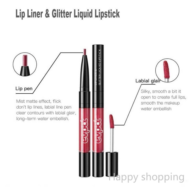 (Hàng Mới Về) Son Môi Kiêm Bút Kẻ Viền Môi Thiết Kế Hai Đầu Lâu Trôi Không Dính Cốc | BigBuy360 - bigbuy360.vn