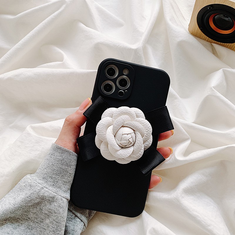 Samsung Galaxy A51 A71 A20 A30 S A50 S A31 A12 Note 10 S10 Plus S21 Ultra A52 Case Soft Camellia Flowers Black