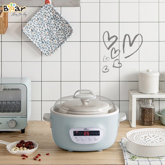 Nồi Nấu Chậm, Nồi Ủ Cháo Bear SUBE003 2.5L - Hàng Chính Hãng Bảo Hành 12 Tháng