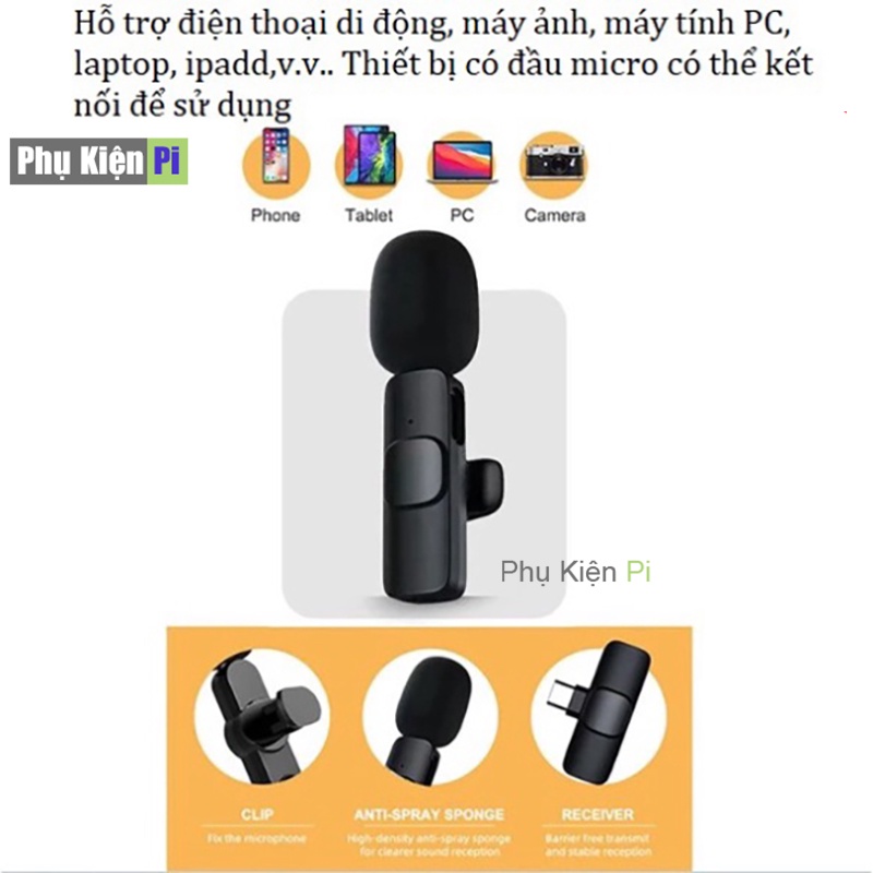 Micro cài áo không dây K8-K9-K35 khử tiếng ồn siêu cấp, xa 20m, Micro thu âm không dây mẫu mới - hàng chính hãng