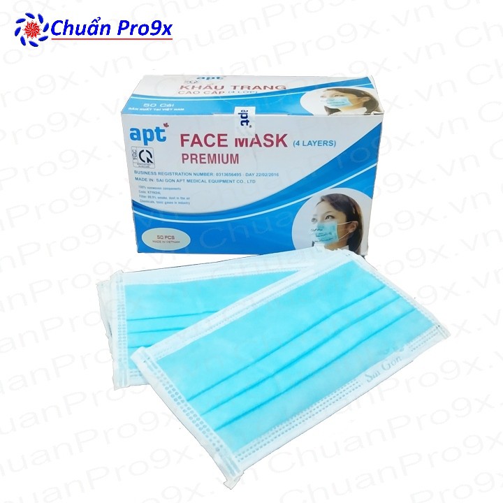 Khẩu Trang Y TẾ APT 4 lớp Hộp 50 cái  Xanh Dương
