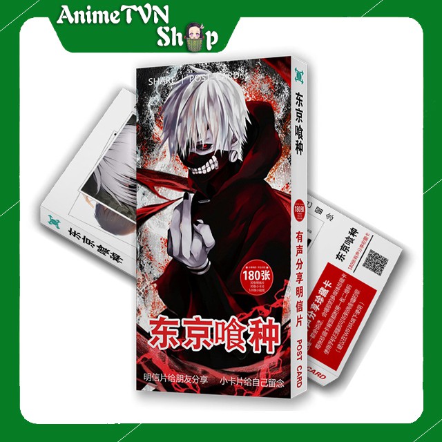 Hộp Postcard Bưu thiếp (Trọn bộ 180 Hình có Sticker) Anime/Manga Nhiều mẫu mã (SAO, Kimetsu, One Piece, Naruto, Re Zero)