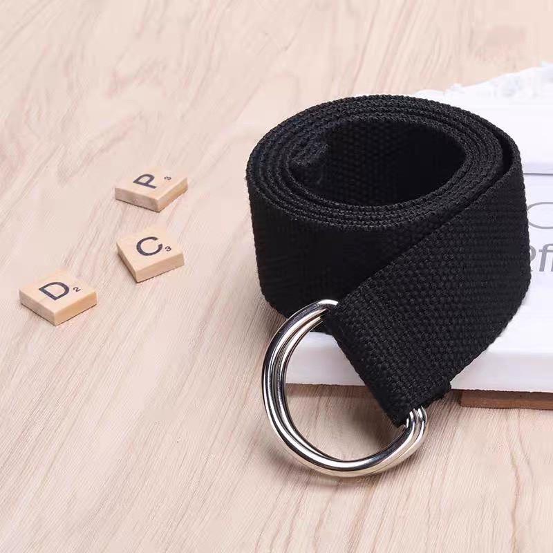 DÂY NỊT VẢI BỐ CANVAS NAM NỮ - Thắt lưng Nam Nữ KHUYÊN BẠC TRÒN Cá Tính TL011