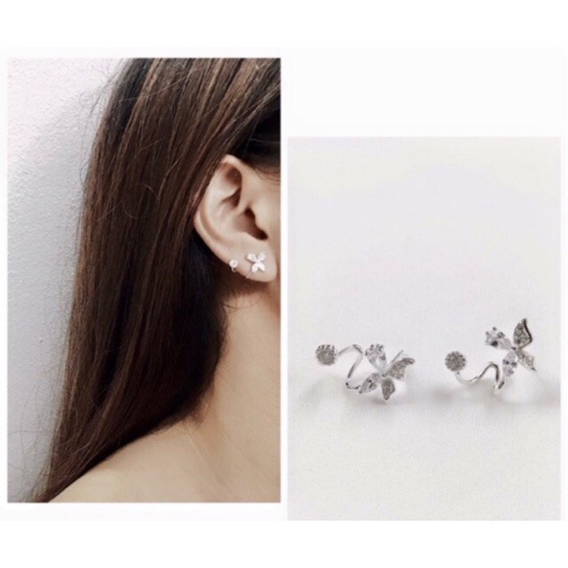 Khuyên tai bạc TLEE cánh bướm cách điệu sang trọng TleeJewelry B0310