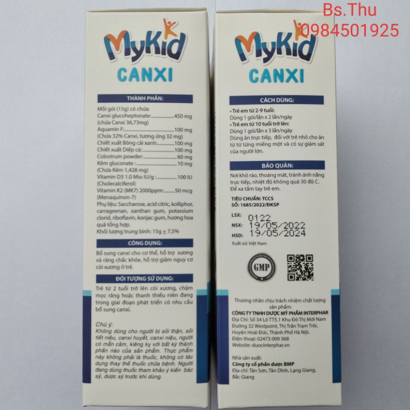 My kid Canxi Calci dạng thạch MYKID CANXI hộp 18 gói