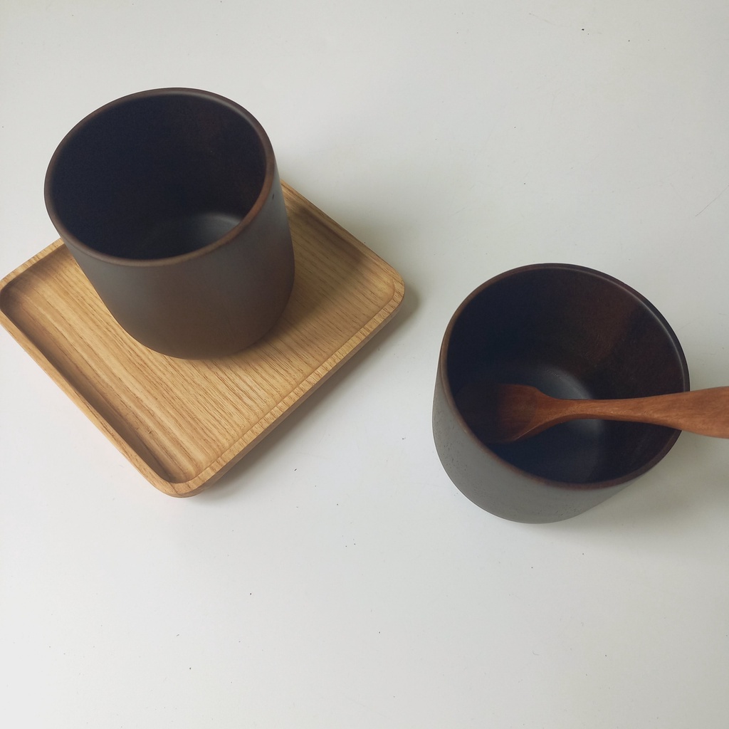 Cốc Gỗ Keo Màu Nâu Đen Sô Cô La Đẹp Mắt, Cho Trà, Cà Phê, Cốc Decor Trang Trí Chụp Ảnh