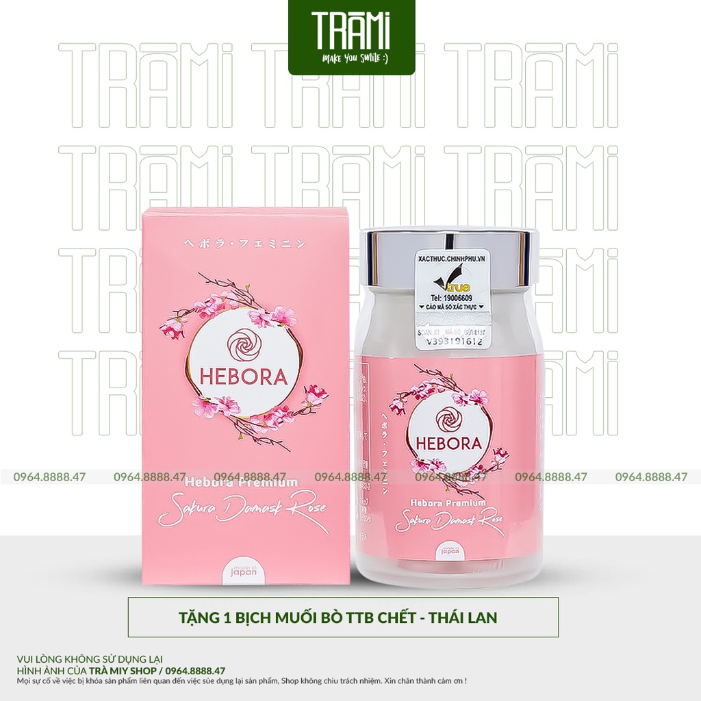 [CHÍNH HÃNG] Viên Uống Tạo Mùi Thơm Cơ Thể Hebora Premium Sakura Damask Rose 60 Viên Nhật Bản.