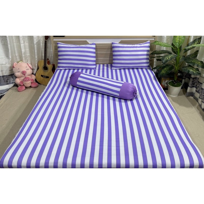 Bộ drap thun hàn quốc 4 món mát mịn mẫu kẻ sọc 5 màu siêu xinh