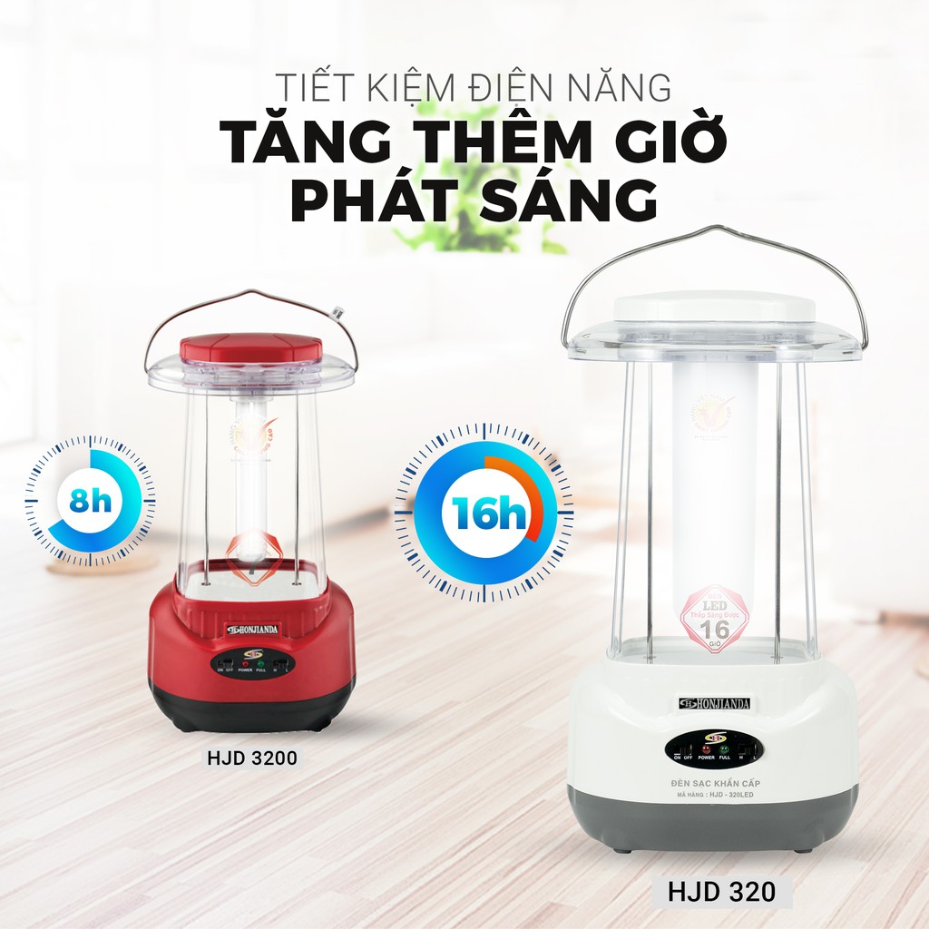 Đèn sạc tích điện đa năng Honjianda HJD-320 48 bóng LED 24W siêu sáng - Bảo hành chính hãng