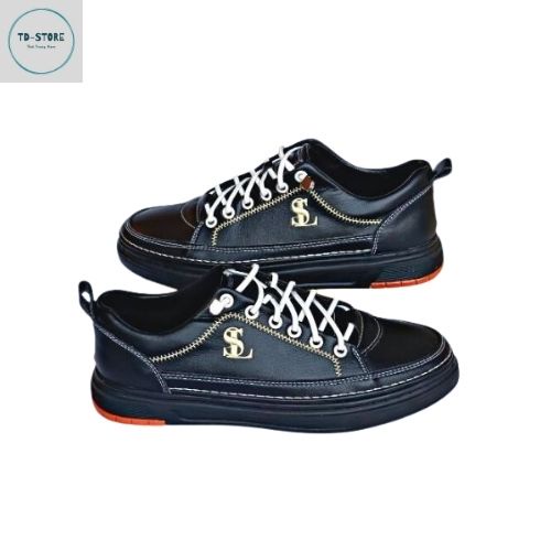 Giày Sneaker Thể Thao Da Nam Cao Cấp, Phong Cách Trẻ Trung Năng Động, Đế Cao Su Non Đi Cực Êm