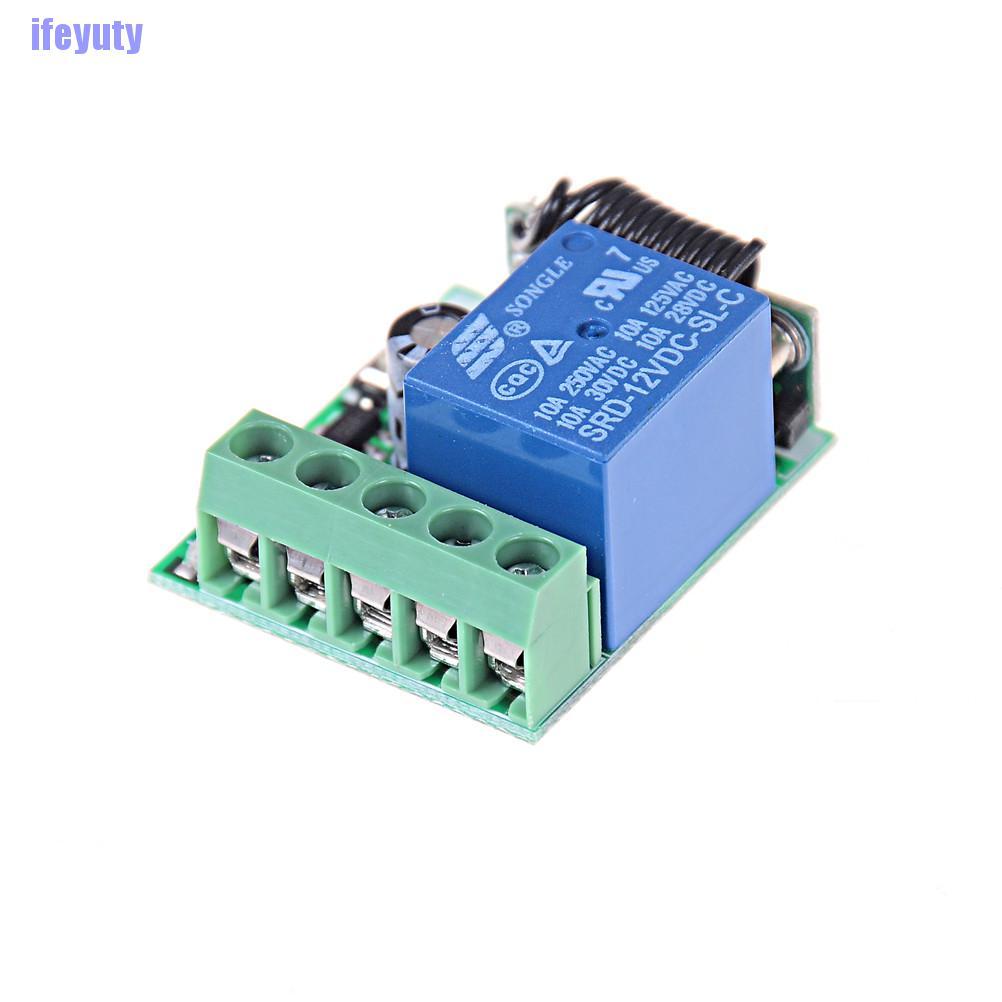 [IYU]  Universal RF 433Mhz Remote Control Switch 12V 1-Ch Relay Receiver Module FE