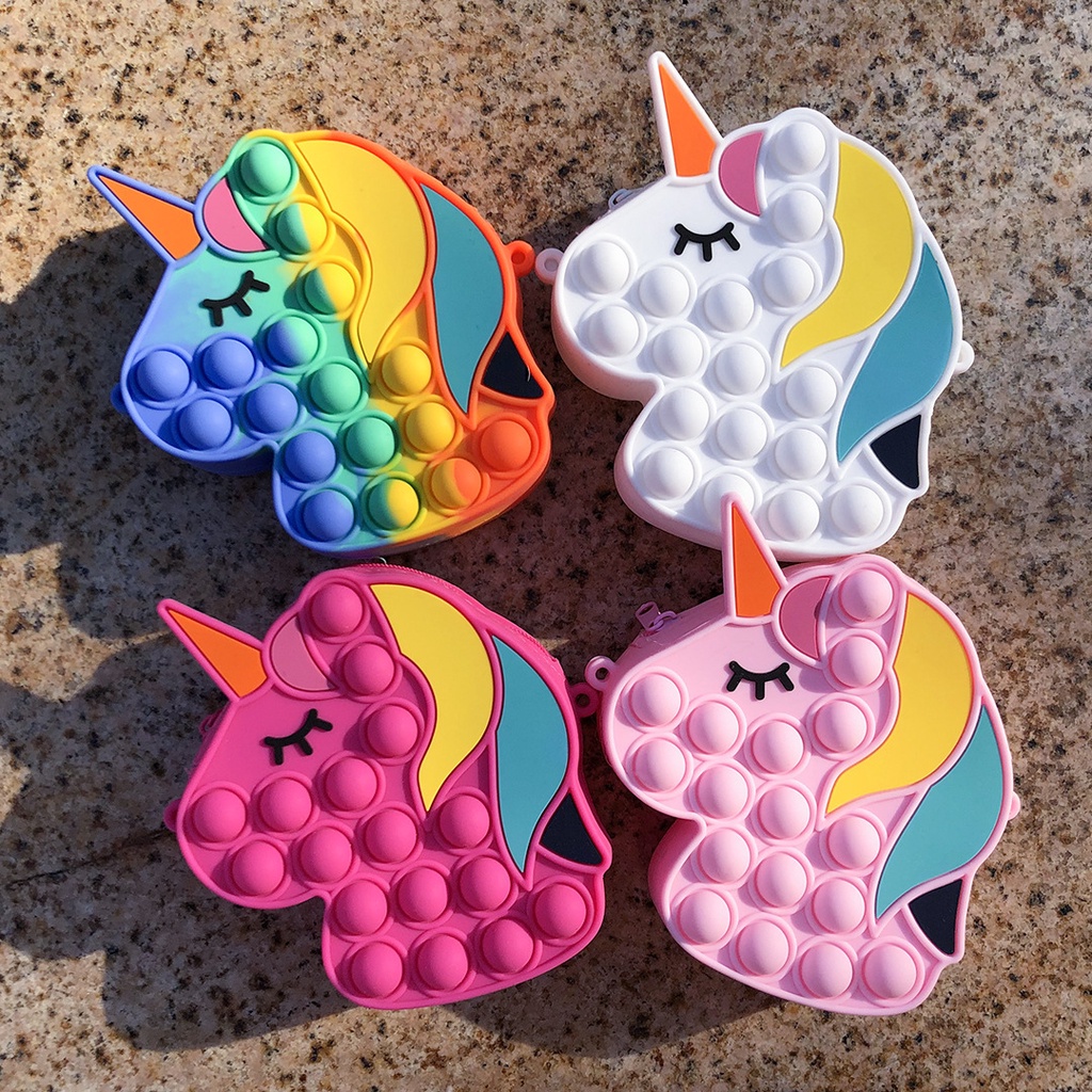 Túi đeo chéo hình kỳ lân màu cầu vồng cho bé