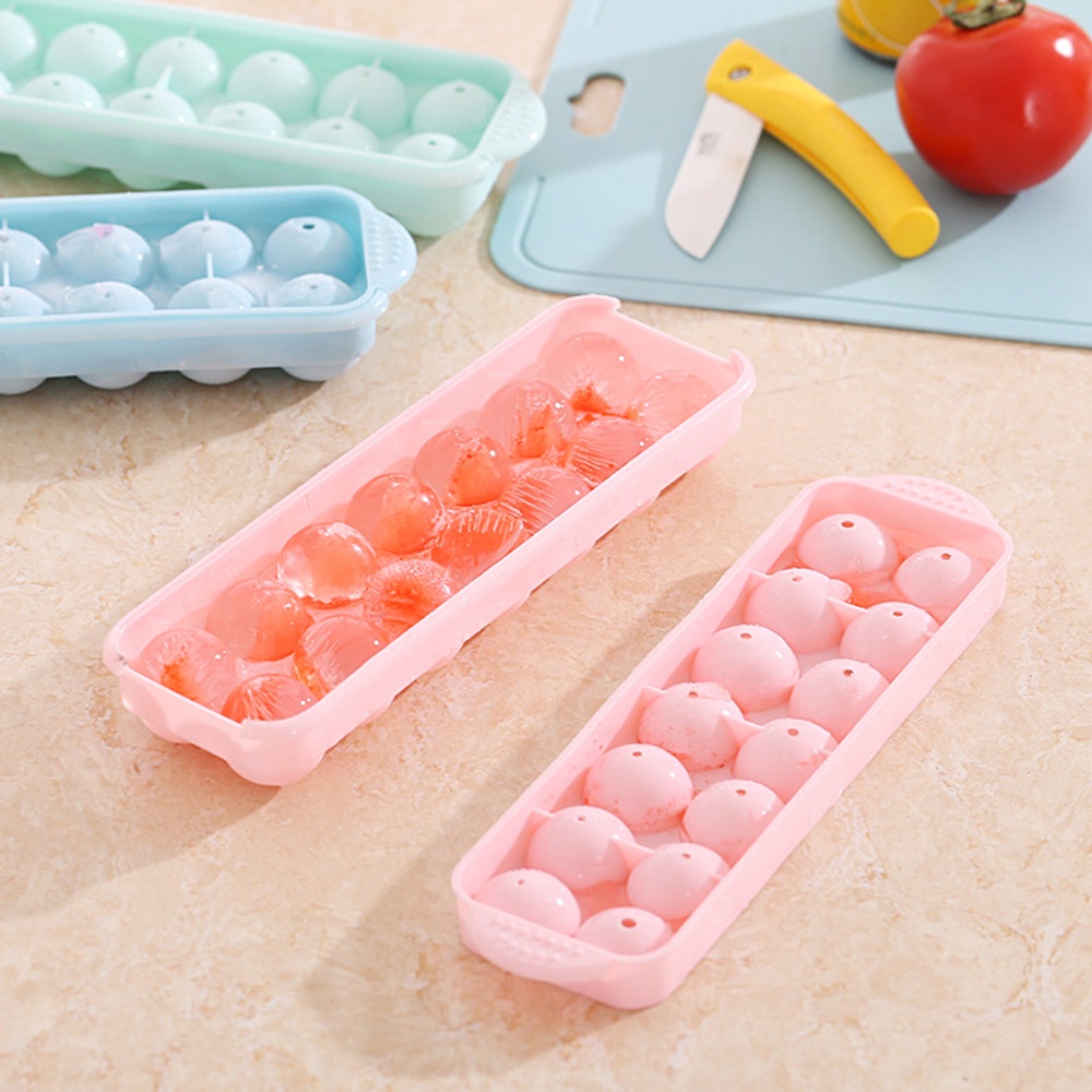 Khay Làm Đá 14 Ngăn Hai Tầng Bằng Nhựa Có Nắp Đậy Tiện Dụng Cho Nhà Bếp
