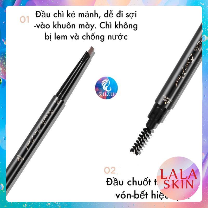 Chì Kẻ Mày Double Effect Lameila 02 đầu không thấm nước Zuzu cosmetic LALA