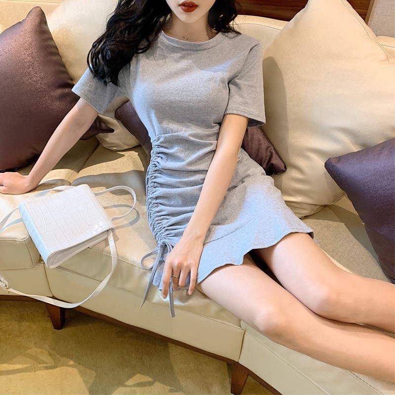 Short sleeve sexy women dress Korean fashion casual High waist skirt