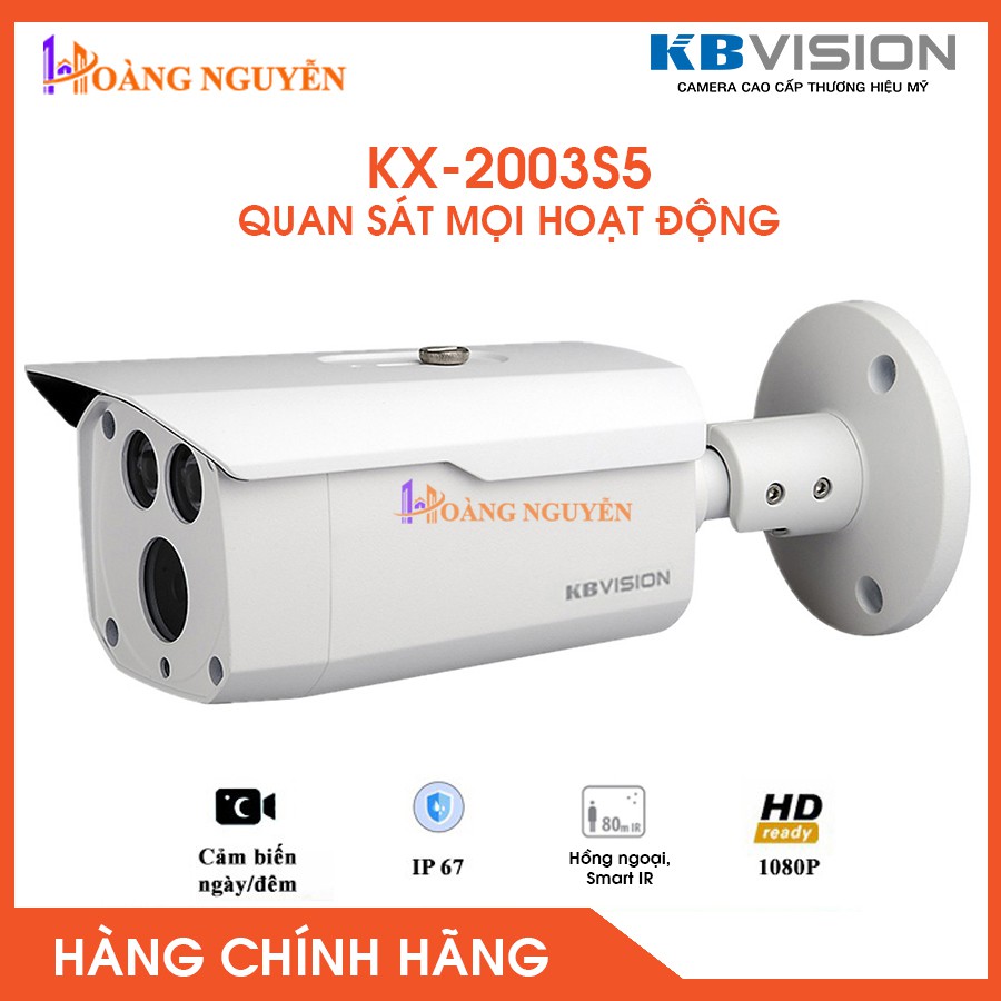 [NHÀ PHÂN PHỐI] Camera Kbvision KX-2003S5 (2.0MP) - Camera CVI/TVI/AHD/Analog - Hình Ảnh Rõ Nét Với Khoảng Cách 500~700m