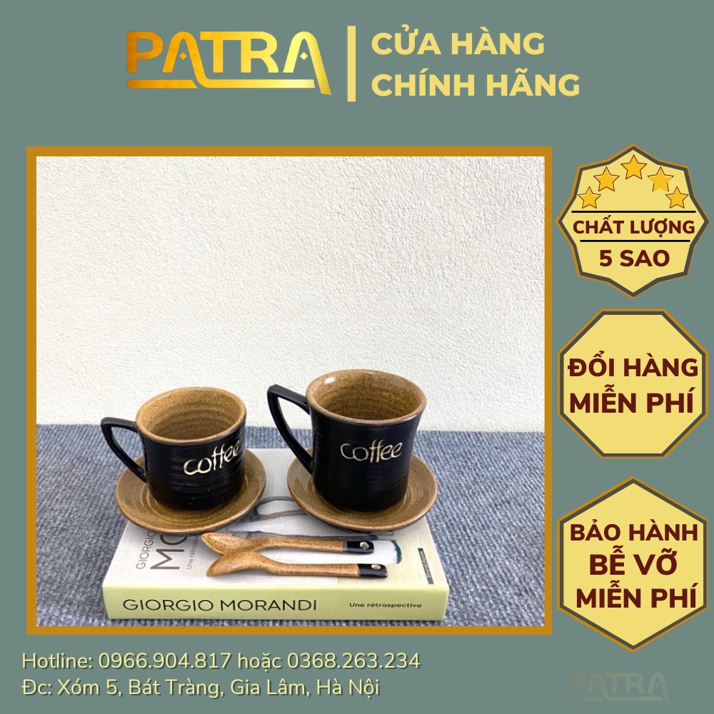Set tách cafe, cà phê quai tam giác kèm đĩa tách trà Bát Tràng