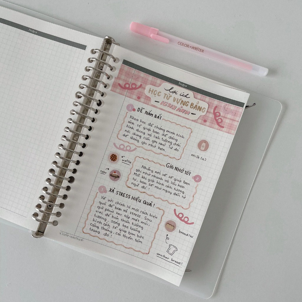 Sổ còng sắt B5 CRABIT Binder 26 lỗ kèm 50 tờ ruột ghi chép, Bullet Journal – Giao hỏa tốc