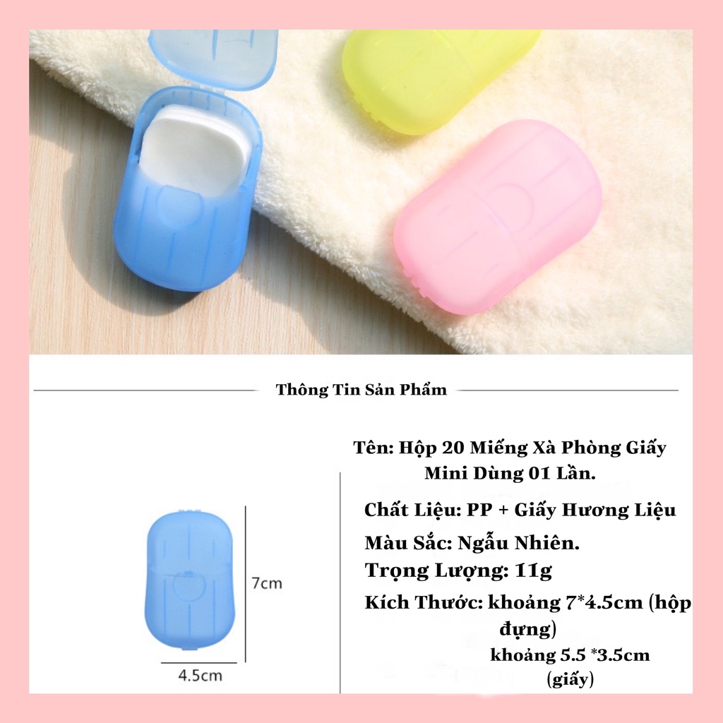 Hộp 20 Xà Phòng Giấy Mini Du Lịch Dùng 1 Lần/ Xà Bông Rửa Tay Dạng Miếng Tiện Lợi AnPhong Store.