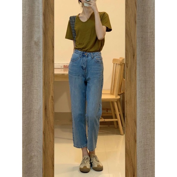 Quần jeans ống đứng form 9 tấc  basic Hàn Quốc