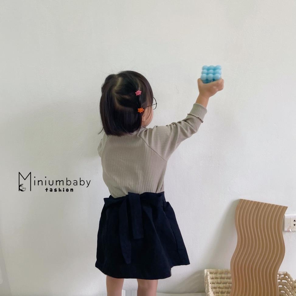 Áo len dài tay thu đông cổ bèo cho bé gái chất 100% cotton len tăm, quần áo trẻ em MiniumBaby-A1058