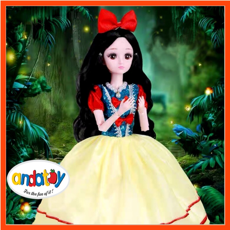 Đồ chơi bé gái công chúa Bach Tuyết búp bê 60cm có khớp phát nhạc kèm phụ kiện váy ANDATOY AD895
