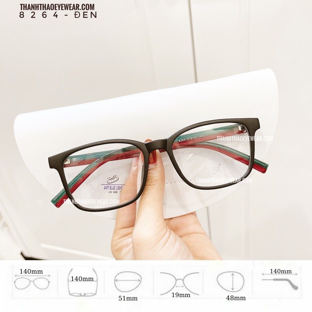 [HÀNG LOẠI 1] Gọng Kính Cận Vuông Dẻo Dáng Mảnh 8264 Nhiều Màu Nam Nữ - ThanhThao Eyewear | BigBuy360 - bigbuy360.vn