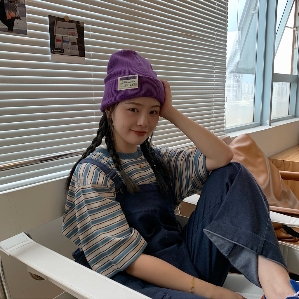 Mũ Len Màu Sắc Kẹo Ngọt Độ Bảo Vệ Tai Phong Cách Nhật Bản