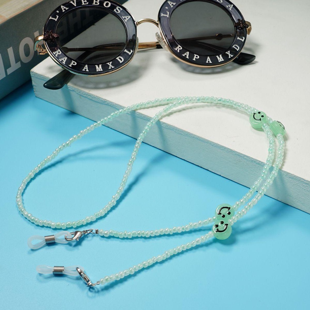 VANES1 Dây Chuỗi Hạt Acrylic Hình Mặt Cười Đeo Mắt Kính Thời Trang Cho Nữ